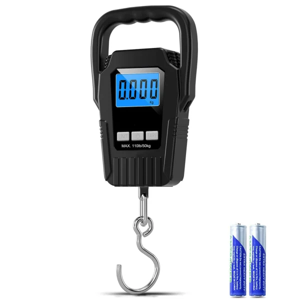 Digital Fish Scale Hanging Scale Fishing Scale, 110lb/50kg Luggage Scale,Fish Weighing Scale, Upgrade Large Handle & Backlit LCD Display, Black,Fishing Gifts for Men,Black