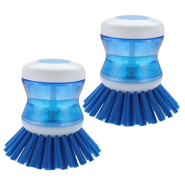 Dish Brush from Rongsi with Soap Dispenser for Dishes Pot Pan Kitchen Sink Scrubbing, Blue 2pcs