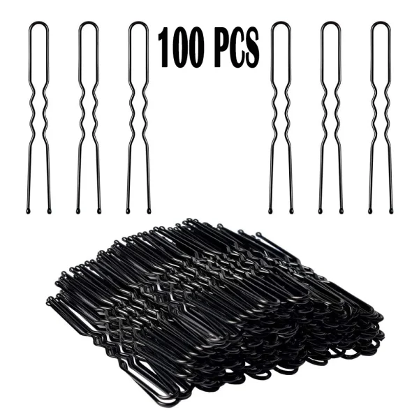 Emlimny 2.4 inch 100PCS U Shaped Blcak Hair Pins for Buns Ballet Bun Hair Pins for Women with Storage Box