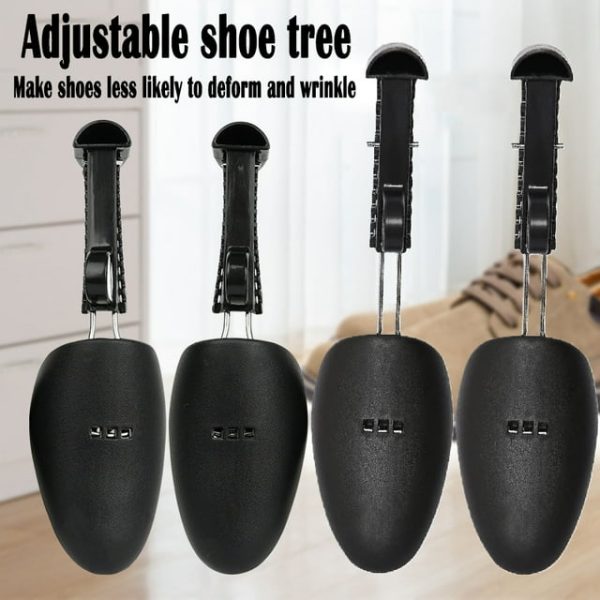 Emlimny 2 Pairs Plastic Adjustable Length Men Shoe Tree Shoe Stretcher Boot Holder Organizers Boot Holder Support Practical Shoes Shape Keeper with Tension Spring Coil for Most Shoes Black