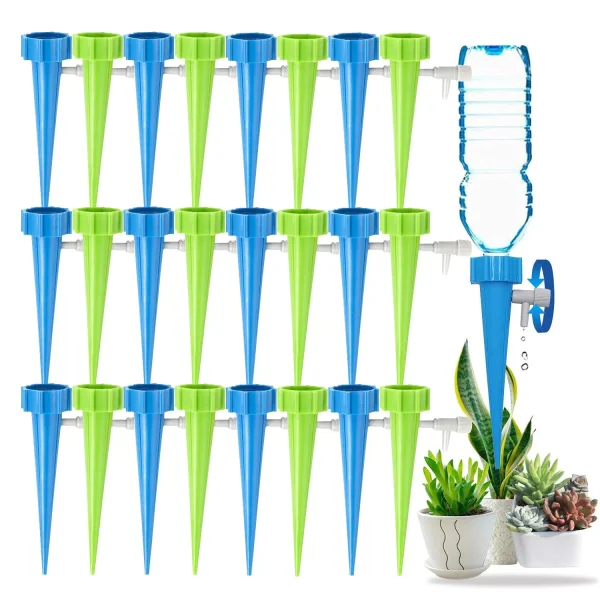 Emlimny 24 Packs Self Watering Spikes, Adjustable Plant Watering Spikes with Slow Release Control Valve Switch for Garden Plants Indoor & Outdoor