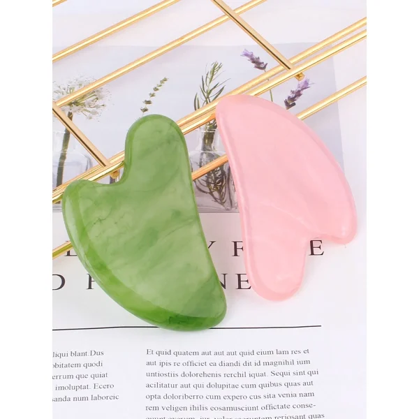 Emlimny 2Pcs Gua Sha Massage Tool, Guasha Board for Face & Body, Resin Gua Sha Facial Tool, Face Massager, Manual Massage Sticks for Face and Body Treatment(Green + Pink)