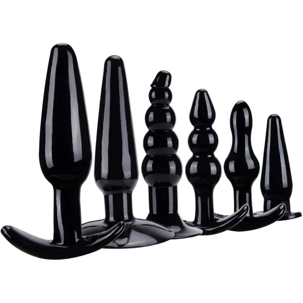 Emlimny Anal Butt Plugs, Silicone Anal Trainer Set , Anal Beads Plug Kit for Comfortable Long-Term Wear, Anal Sex Toys for Couples Unisex - Black