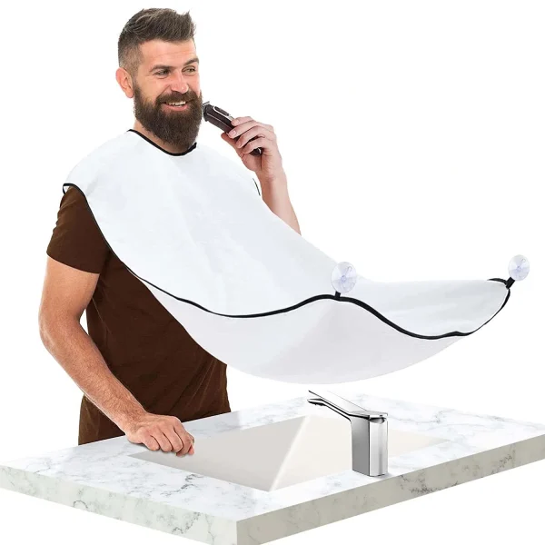 Emlimny Beard Bib Apron for Men's Christmas Gifts for Dad Husband, Beard Hair Catcher for Shaving, Waterproof Non-Stick Beard Cape 70*110cm White