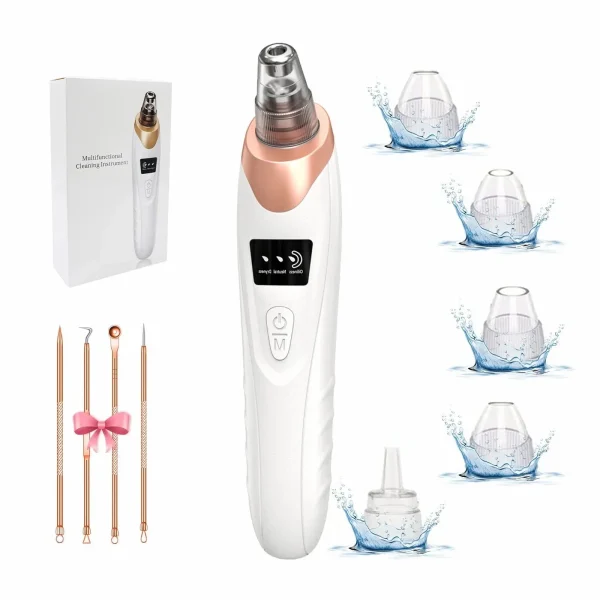 Emlimny Blackhead Remover Pore Vacuum,Facial Pore Cleaner-Pore Extractor Pimple Extractor,5 Probes,USB Rechargeable Blackhead Vacuum Cleaners Kit Electric Acne Extractor Skin Care Tool