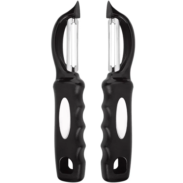 Emlimny Chef Premium Swivel Vegetable Peeler 2 Packs, Black