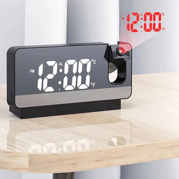 Emlimny Digital LED Projection Alarm Clock Table Clock Bedroom Bedside Clock Sleep Timer Large Ceiling Clock with Temperature Time Date Display for Adults Kids