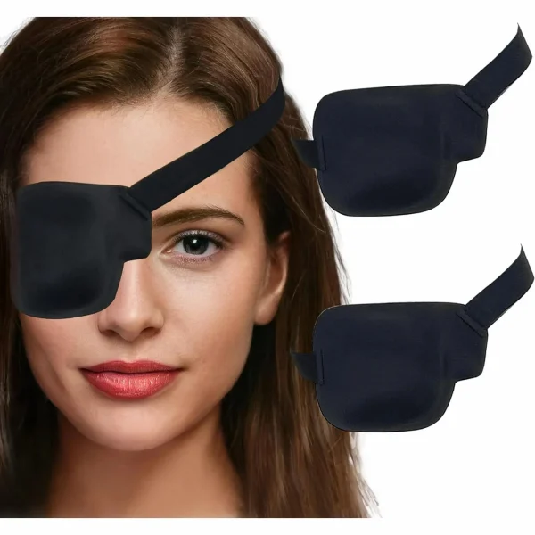 Emlimny Eye Patches for Adults and Kids, 2 Pcs 3D Eye Patch Black Adjustable Medical Eyepatch for Lazy Eye Amblyopia Strabismus and after Surgery (Right Eye)