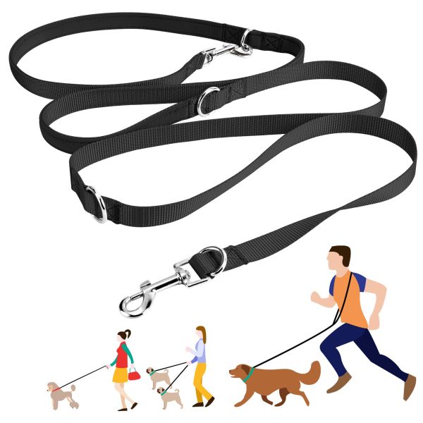 Emlimny Hands Free Dog Leash,4-7ft Nylon Adjustable Dog Training Leash, Crossbody Dog Leash for Small/Medium/Service Dogs Walking/Running/Hiking Black