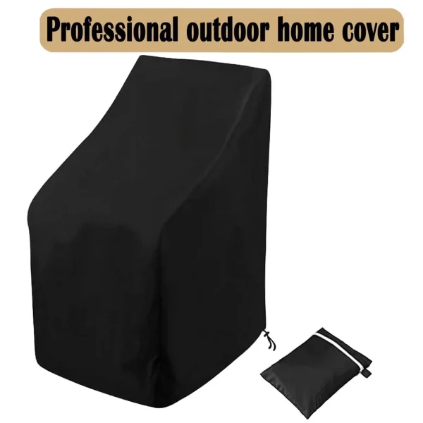 Tattom Stacking Outdoor Chair Cover Waterproof, Outdoor Patio Furniture Cover for Stacking Chairs 210D, For Outdoor Stacking Chairs, Weatherproof, Black, 25.59"L x 25.59"W x 33.46"H