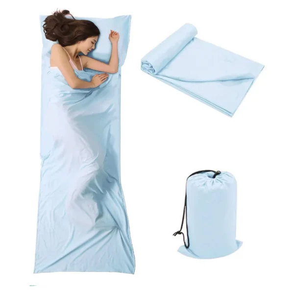 Emlimny Travel and Camping Sheet Sleeping Bag Liner - Lightweight Compact and Portable Adult Sleeping Bag - Ideal for Traveling,Hostels and Camping (Blue)