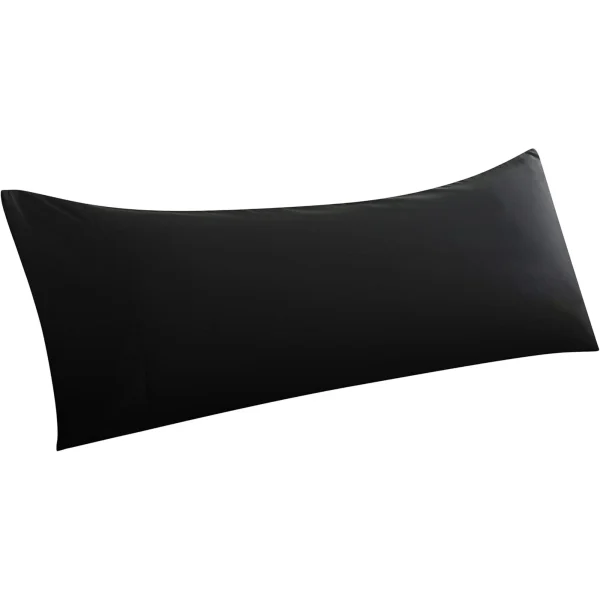 Genreen Body Pillow Cover, Ultra Soft Microfiber Pillowcases, Breathable Long Pillow Case, Envelope Closure - Black (20x54 inch)