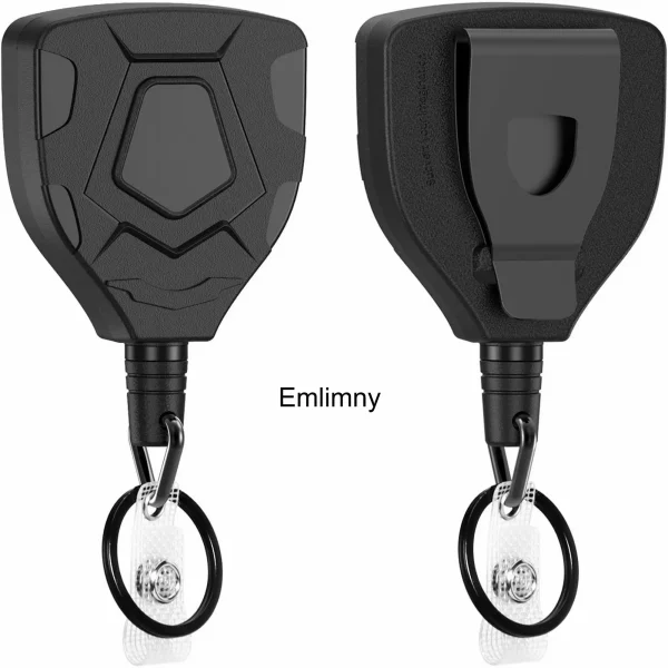 Heavy Duty Retractable Keychain with Belt Clip, Retractable ID Badge Reel, Retractable Badge Holder with 31.5” Steel Cord and Key Ring, 9.0oz, 1-Pack, Black