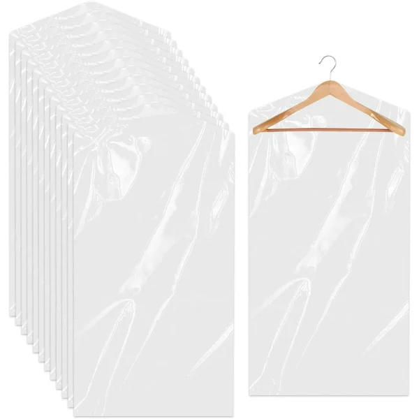 Holytech 20 Pack Garment Bags for Hanging Clothes Plastic Garment Bags Clear Clothes Covers Dry Cleaner Bags Hanging Dust-proof Garment Bags for Dry Cleaner, Home Storage, Travel (60x90cm)