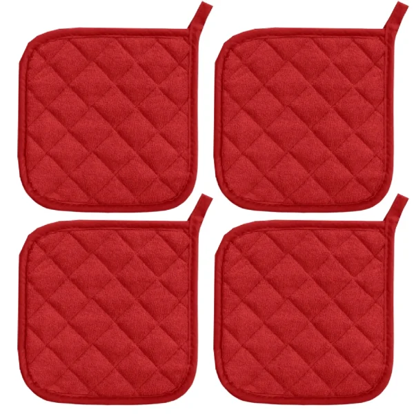 4 Pack Oven Hot Pads,Holytech Pot Holders,Kitchen Heat Resistant Pot Holders Sets Terry Cloth Pot Holders for Cooking Baking