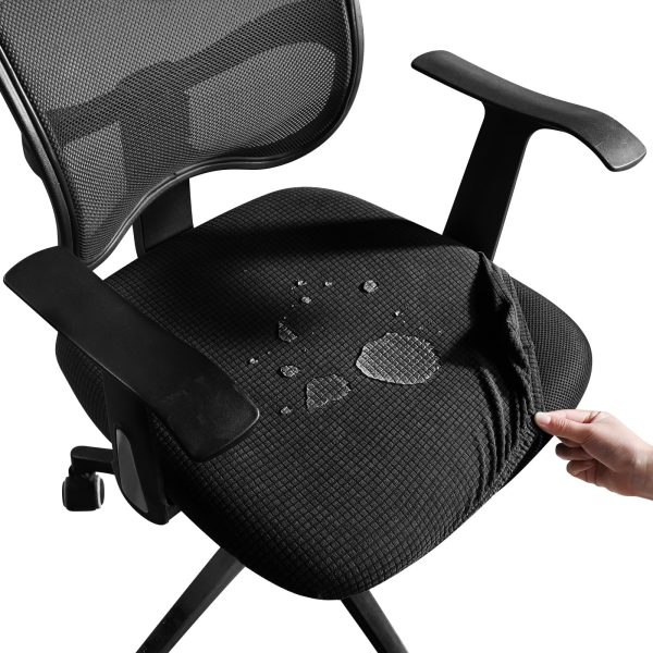 Holytech Office Desk Chair Seat Covers Water Resistant Jacquard Computer Chair Seat Cushion Slipcovers - Black