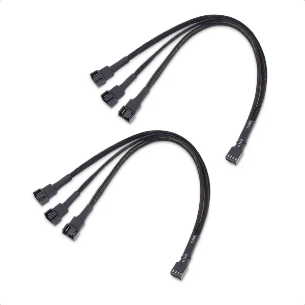 Rongsi 2-Pack 3 Way 4 Pin PWM Fan Splitter Cable - 12 inches for Computer Cooling Fans