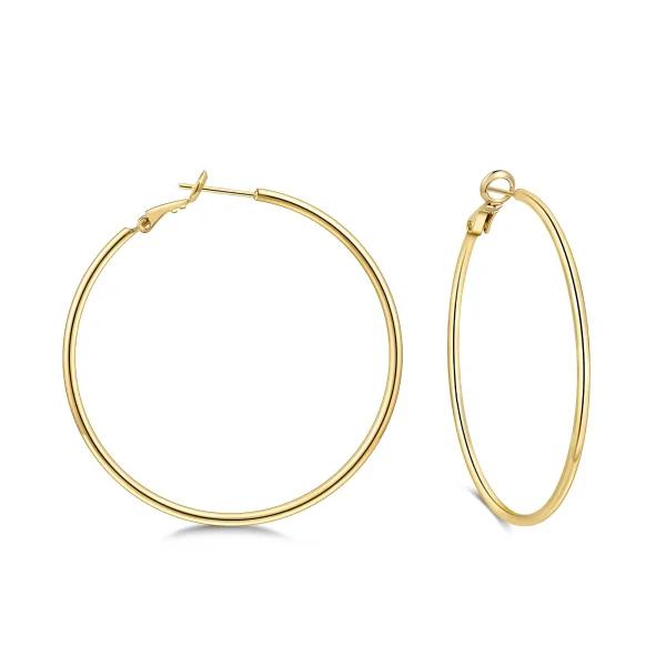 Rongsi 70mm 14K Golden Big Large Hoop Earrings For Women Girls Sensitive Ears Fashion Round Circle Hypoallergenic Hoops 3 Inch Minimalist Hooped Gifts for Birthday