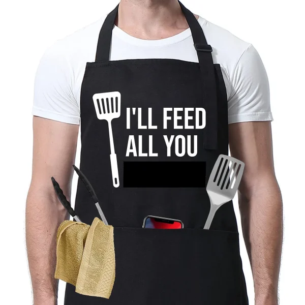 Rongsi Funny Aprons for Men, Women, Gifts for Men - Valentines Day, Birthday Gifts for Husband, Brother, Boyfriend, Friends - Cooking Grilling BBQ Chef Apron