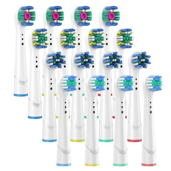 Rongsi Replacement Brush Heads for Oral B Compatible Electric Toothbrush Heads, Includes 4 Precision, 4 Floss, 4 Cross and 4 White - 16 Pack