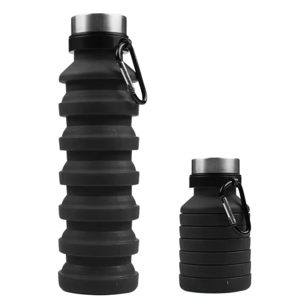 Sherry Collapsible Water Bottle, Reuseable BPA Free Silicone Foldable Water Bottles for Travel Gym Camping Hiking, Portable Leak Proof Sports Water Bottle with Carabiner