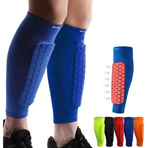 Soccer Shin Guards Shin Pads for Kids Youth Adult, Calf Compression Sleeve with Honeycomb Pads, Support for Shin Splint Baseball Boxing