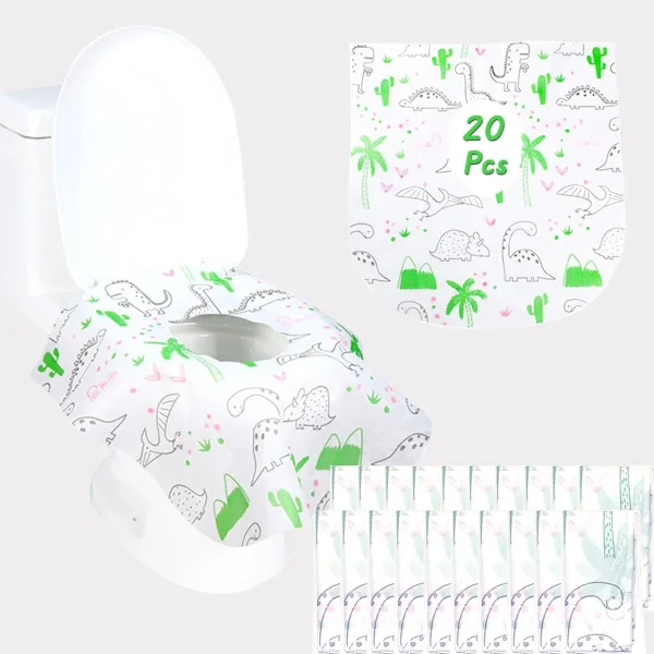 Toilet Seat Covers Disposable for Home & Travel 20pcs, Travel Essentials Toddler Toilet Seat Cover, Waterproof Non-slip Potty Training Toilet Seat Covers for Baby Child Adult