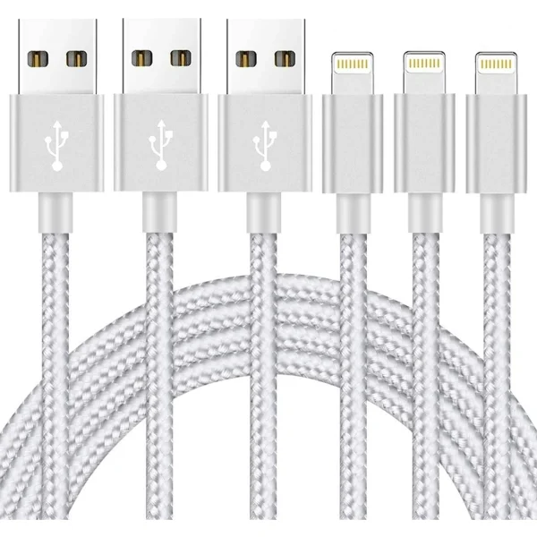 USB to Lightning Cable,3Pack 10ft Nylon Braided for iPhone Charger Cable [Mfi-Certified] High Speed USB Charging Cord Compatible with iPhone 12/11/XS/XR/X/8/7/6/5/iPad-SilverGray