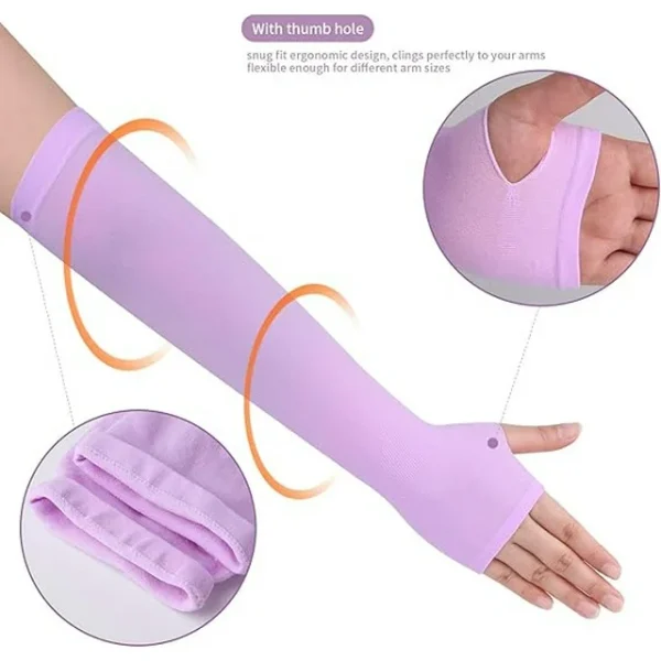 Holytech 5 Pairs Sun Protection Sleeves UV Cooling Arm Men Women Sports with Thumb Hole for Driving, Golfing, Fishing, Cycling, Hiking, Doing (5 Colors) - Image 2