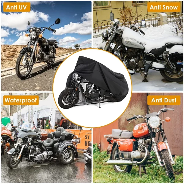 Motorcycle Cover All Season Universal Weather Waterproof Motorbike Cover with Lock-Holes & Storage Bag XXL Motorcycles Vehicle Cover for Harley Davidson, Honda, Suzuki, Kawasaki, Yamaha - Image 4