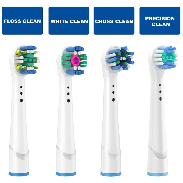 Rongsi Replacement Brush Heads for Oral B Compatible Electric Toothbrush Heads, Includes 4 Precision, 4 Floss, 4 Cross and 4 White - 16 Pack - Image 4