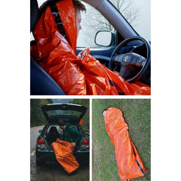 Survival Sleeping Bag, Sherry Emergency Sleeping Bag, Rescue Blanket Reusable, Thermal Bivy Sack Blanket - Image 3