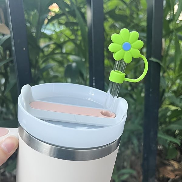 Silicone Straw Covers Cap Compatible with Stanley 30&40 Oz Cup, 10mm Cute Flower Straw Toppers for Tumblers, Dust-Proof Drinking Straw Caps for Reusable Straws Tips Lids 5 PCS - Image 2