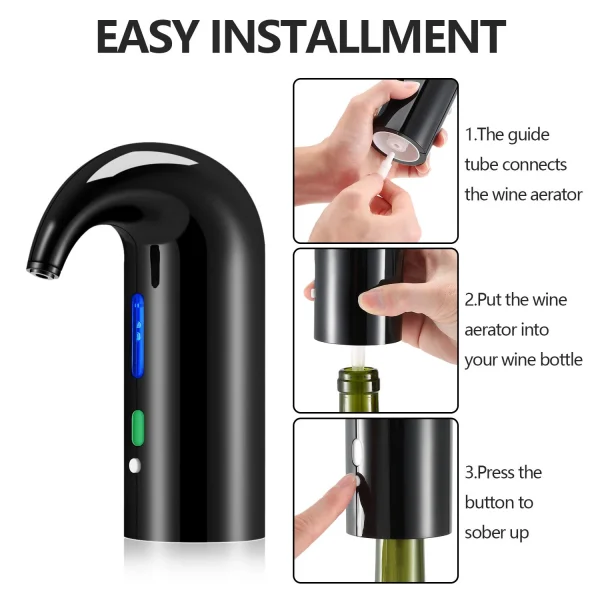 Emlimny Wine Aerator, Electric Wine Decanter, Wine Dispenser, Wine Pourer, Wine Accessories Wine Gifts for Wine Lovers - Image 2