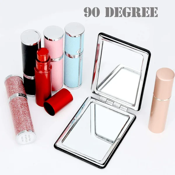 Sherry Compact Vanity Mirror for Men, Women and Girls, Black Travel Makeup Mirrors for Handbag Pocket Wallet Purse, Portable Double-Sided Magnifying Cosmetic Mirror for Daily, Work, Business - Image 2