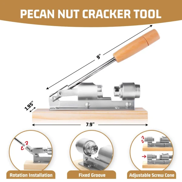 Holytech Nutcrackers for Nuts, Nut Crackers for Pecans, Heavy Duty Nut Cracking Tools, Adjustable Pecan Cracker Sheller, Pecan Nut Cracker Opener Tool for Walnuts Pecans Hazelnuts Almonds Brazil Nuts - Image 4