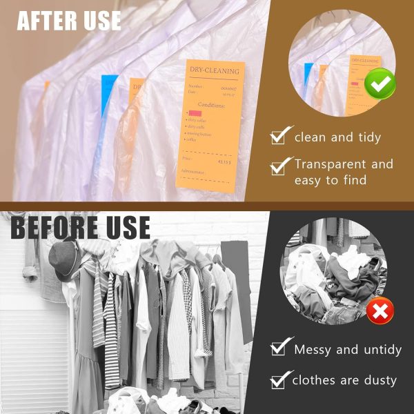 Holytech 20 Pack Garment Bags for Hanging Clothes Plastic Garment Bags Clear Clothes Covers Dry Cleaner Bags Hanging Dust-proof Garment Bags for Dry Cleaner, Home Storage, Travel (60x90cm) - Image 2