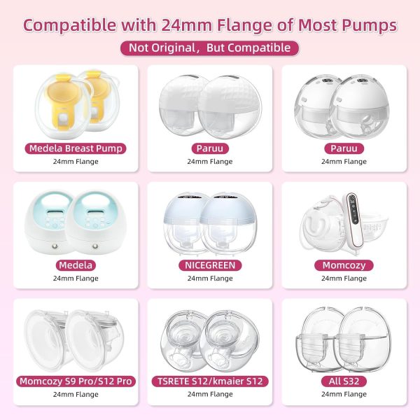 Flange Inserts 13/15/17/19/21mm 5pcs,Suitable for Medela,Spectra 24mm Shields/Flanges,Compatible with Momcozy S12 Pro/S9 Pro/S9/S12 Wearable Breast Pump,Reduce 24mm Tunnel Down to Correct Size - Image 2