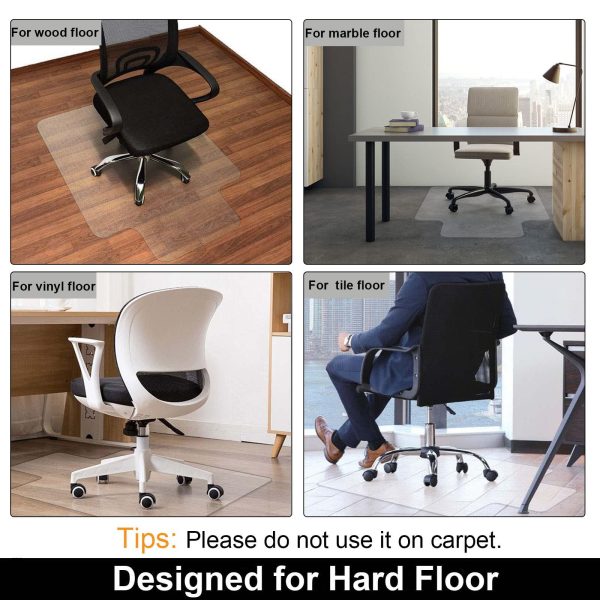 Emlimny Office Chair Mat for Hardwood Floors, 36 X 48 in, Heavy Duty Floor Mats for Computer Desk, Easy Glide for Chairs, Flat Without Curling(Clear) - Image 4