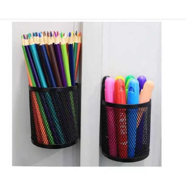 Pencil Holder - Locker Accessories, 1 Pack Mesh Pencil Holder Magnetic Pen Holder for Refrigerator for Home School and Office, Black Pen Holder for Desk - Image 4