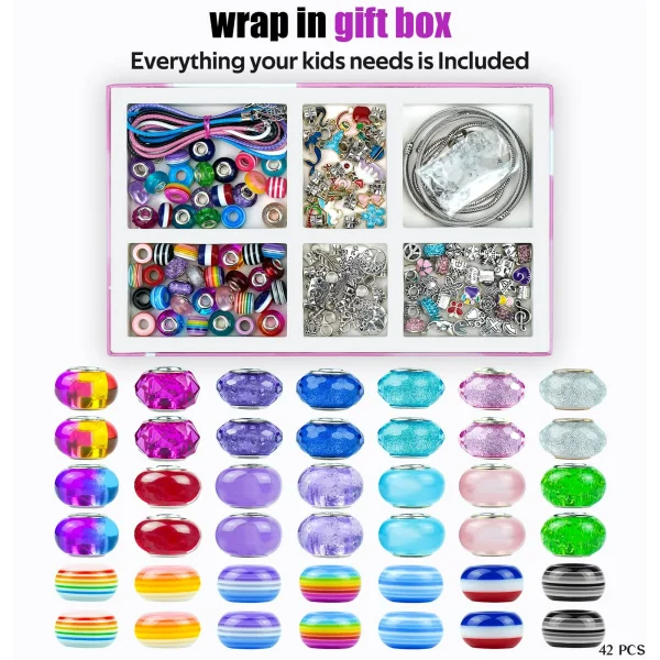 Charm Bracelet Making Kit, Rongsi 150 Pcs Jewelry Making Supplies Including Pendants Neck Chains, Unicorn Gifts Set for Teen Girls Arts and Crafts for Kids Ages 5-12 - Image 3