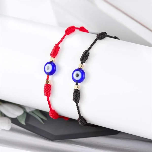 Couple Evil Eye Bracelets Men and Women Evil Eye 7 Knot Lucky Bracelets Adjustable Red String Amulet for Women Men Little Boys & Girls - Image 3