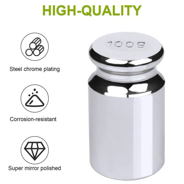 Emlimny 7 Pcs Calibration Weights, Scale Weight Set 1g, 2g, 5g, 10g, 20g, 50g, 100g, Carbon Steel Small Weight for Digital Scale, Gram Scale Balance, Jewelry Scale (Silver) - Image 3