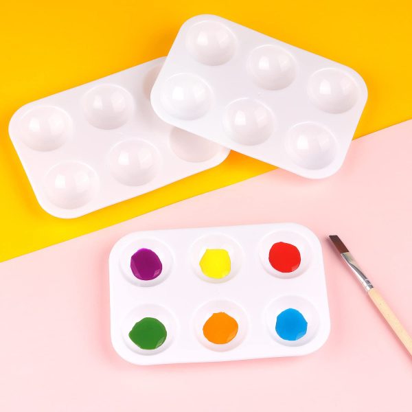 8 PCS White Plastic Paint Tray Palettes, Holytech Watercolor Palette Painting Tray for Painting Party, DIY Craft and Art Painting - Image 3