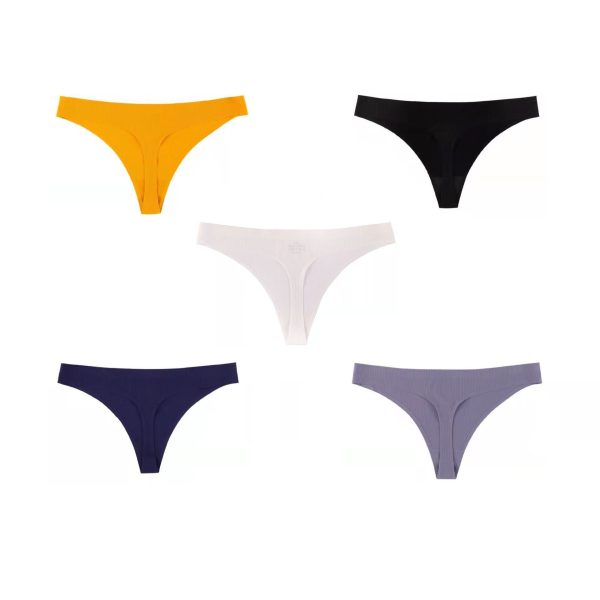 Emlimny Seamless Thongs for Women No Show Thong Underwear Women 5 Pack with 5 Color size：M - Image 2