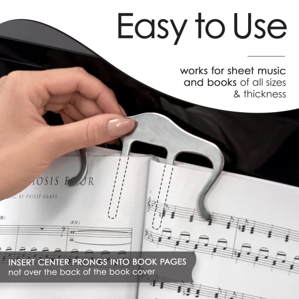 WUSI Metal Music Book Clip and Page Holder - Sheet Music Holders for Piano, Keyboard, Stands, and Books - Adorable Page Marker Clips - Image 2