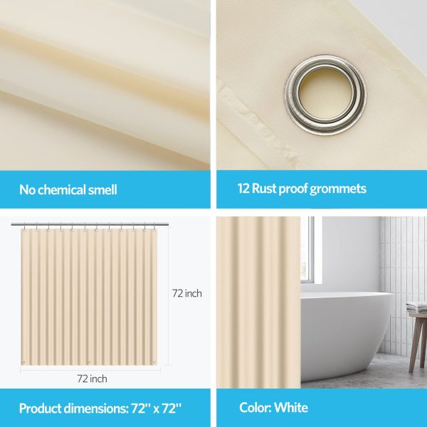 Emlimny Clear Shower Curtain Liner Light Weight PEVA, Shower Liner 72x72 Inches, Waterproof, No Chemical Smell with 12 Plastic Grommets for Bathroom Shower Curtain (Beige) - Image 4