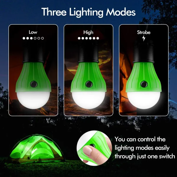 Emlimny Tent Lamp Portable LED Tent Light 4 Packs Clip Hook Hurricane Emergency Lights LED Camping Light Bulb Camping Tent Lantern Bulb Camping Equipment for Camping Hiking Backpacking Fishing - Image 4