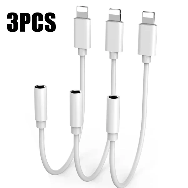 siisll 3 Pack Lightning to 3.5 mm Headphone Jack Adaptern for iPhoe 3.5mm Headphones/Earphones Jack Audio Adapter Compatible for iPhone 14 13 12 11 XS XR X 8 7